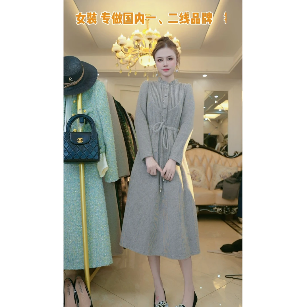 梦想服饰2024秋冬季新款显瘦遮肉气质减龄洋气连衣裙6208