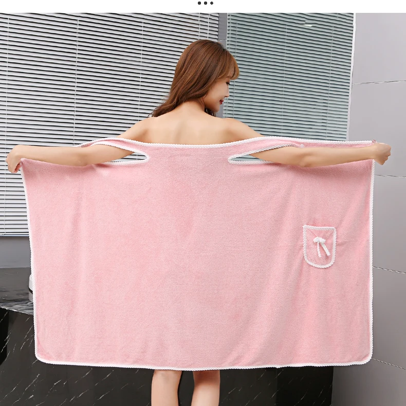 浴裙吸水柔软速干珊瑚绒不掉毛家用成人洗澡加厚学生网红可穿浴巾