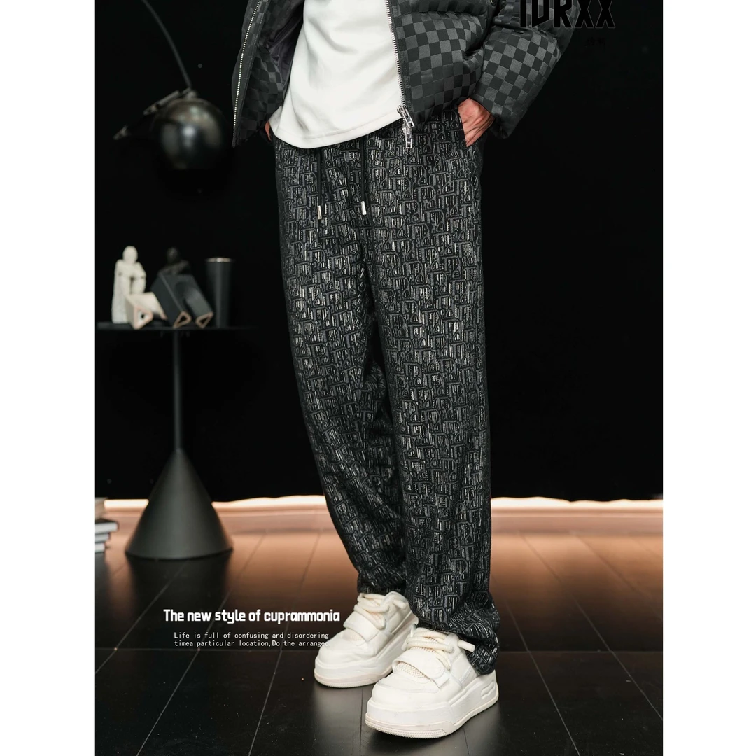 IVRXX(现货新品)D字母重磅老钱风提花秋冬男宽松直筒裤99638