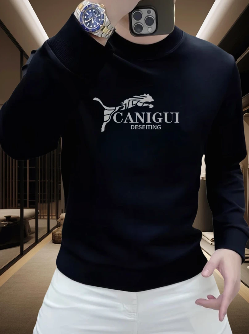 个性潮流CANIGUI印花重磅圆领卫衣街头宽松休闲时尚男士潮流卫衣