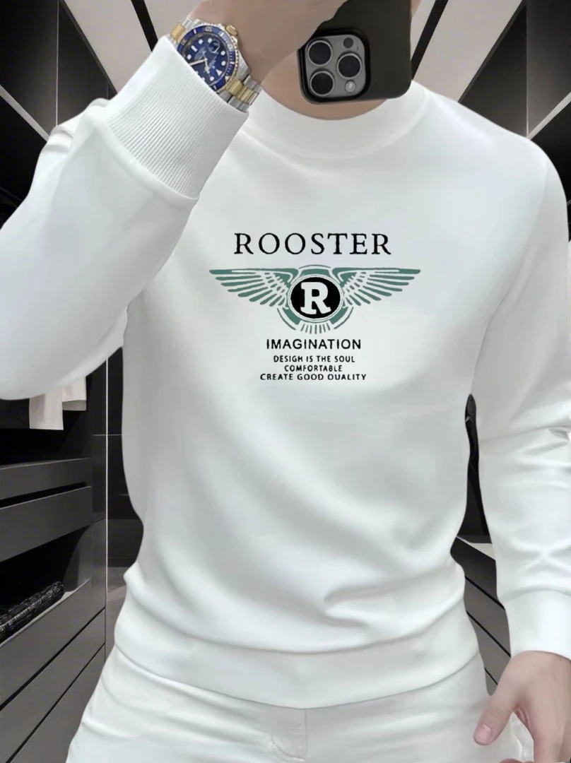 个性潮流ROOS印花重磅圆领卫衣痞帅街头宽松休闲时尚男士潮流卫衣