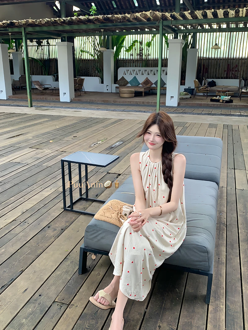 PuuAnfn 【樱花心情】韩版显瘦气质小清新爱心女连衣裙~