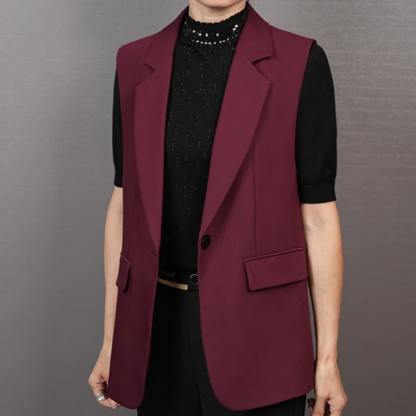 新款韩版高级感气质时尚休闲百搭纯色宽松显瘦西装马夹女3