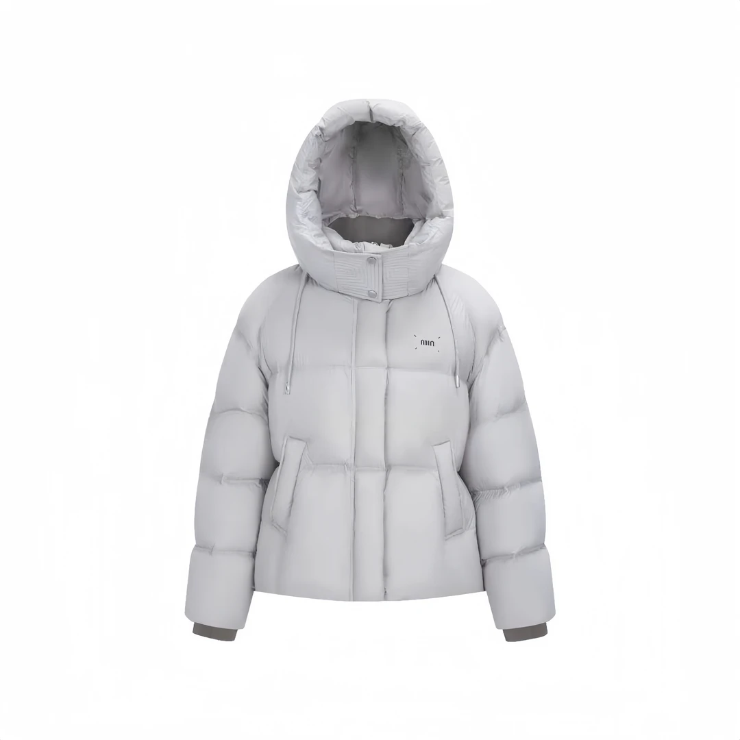 2024新撞色泡芙女短款冬季韩版石墨烯90白鸭绒面包服外套-2218