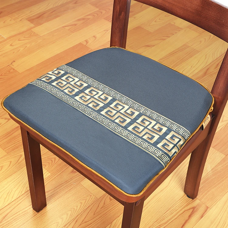 艺必旭新中式刺绣马蹄形餐椅垫实木垫子家用红木餐桌椅子垫可定制