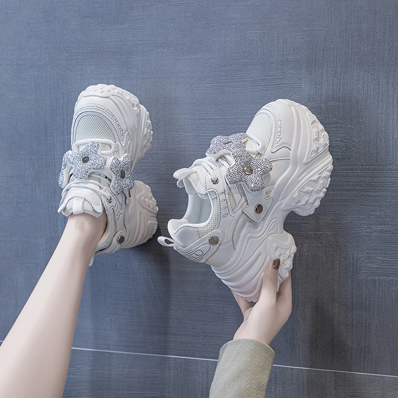 增高11cm老爹鞋女2024夏透气百搭松糕鞋厚底运动休闲鞋597-85
