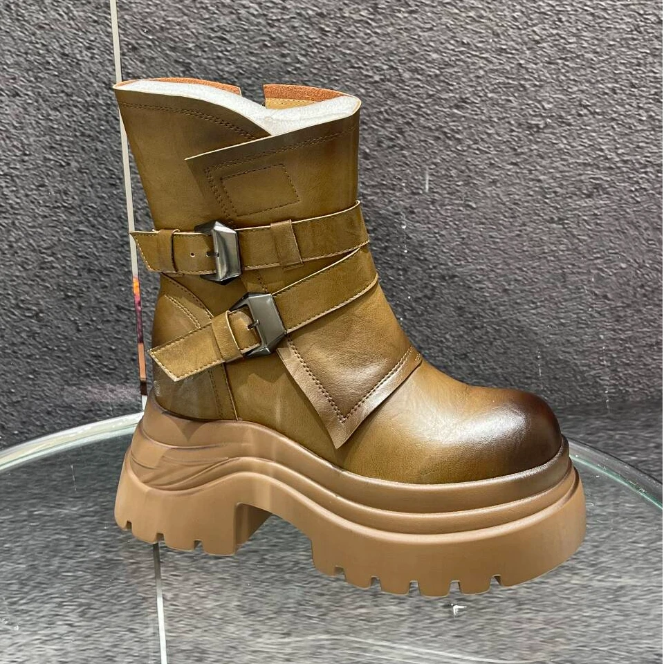 增高10cm马丁靴女鞋2024年时尚舒适新款爆小个子厚底短靴XG0728-1