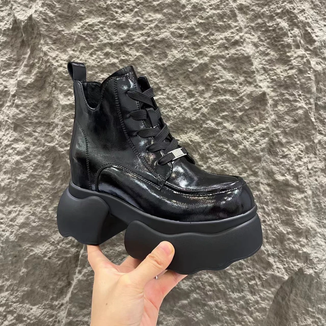 增高10cm马丁靴女鞋2023年时尚保暖新款爆小个子厚底短靴XG0717-2