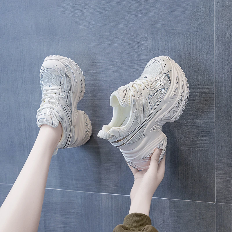 增高9cm老爹鞋女2024夏透气百搭松糕鞋厚底运动休闲鞋9131-58