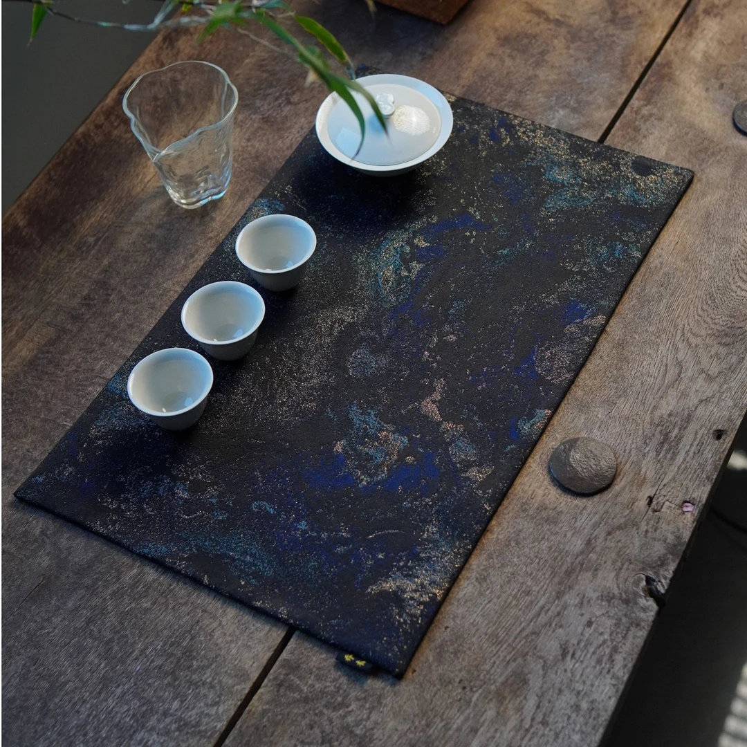 乔木手作 秘境 鎏金茶席 吸水茶席 轻奢干泡茶席 织锦缎茶席