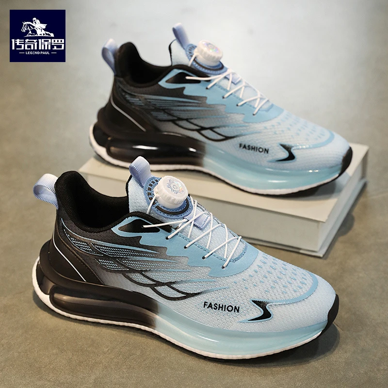 传奇保罗旋转纽扣男鞋夏季学生超轻减震跑鞋男士休闲跑步运动潮鞋