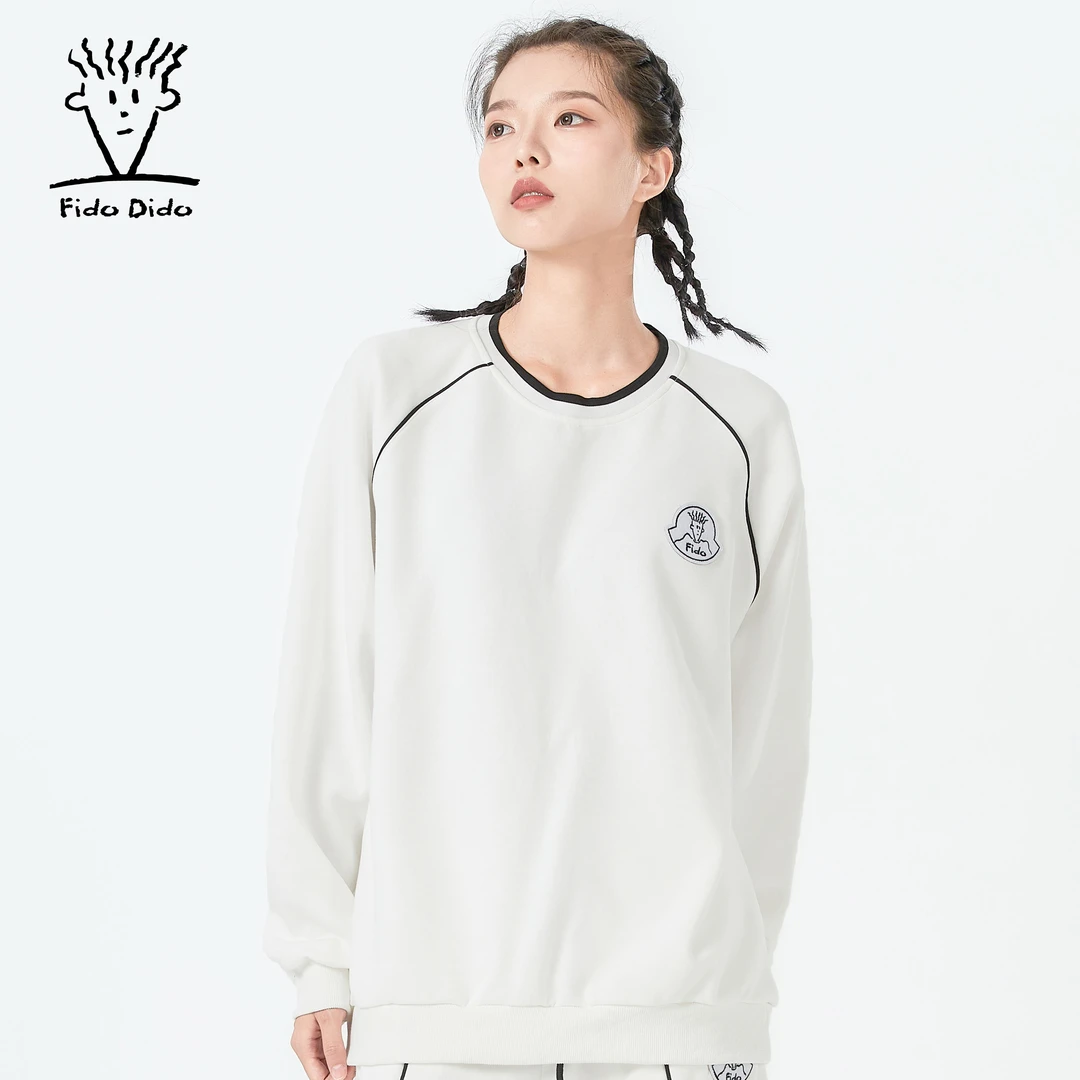 FIDO DIDO 七喜小子秋款潮牌圆领套头卫衣男女同款FDCSW0023HJ