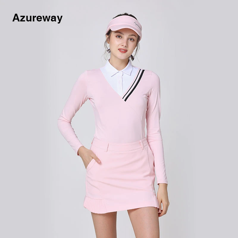 特价高尔夫衣服女长袖T恤修身透气高尔夫女装上衣golf球衣女弹力