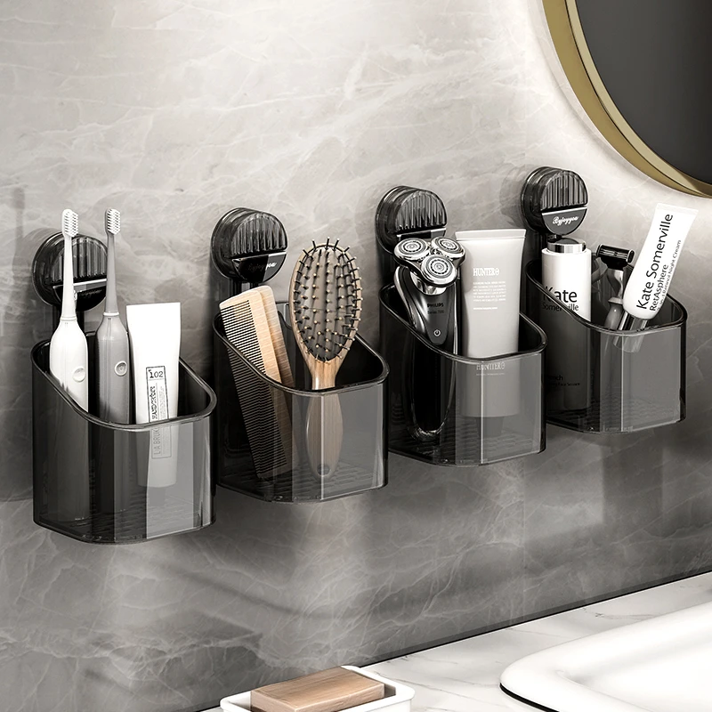 卫生间牙刷牙膏梳子置物架免打孔壁挂浴室洗手洗漱台梳妆台收纳筒