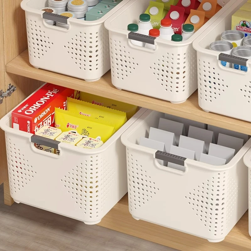 优勤零食杂物收纳箱玩具整理盒家用塑料储物篮厨房橱柜桌面收纳筐
