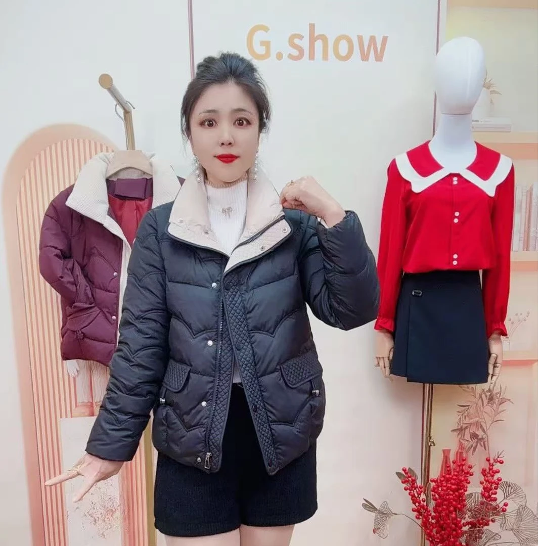 2025冬季时尚大方口袋修身显瘦加厚保暖棉衣外套（8802）