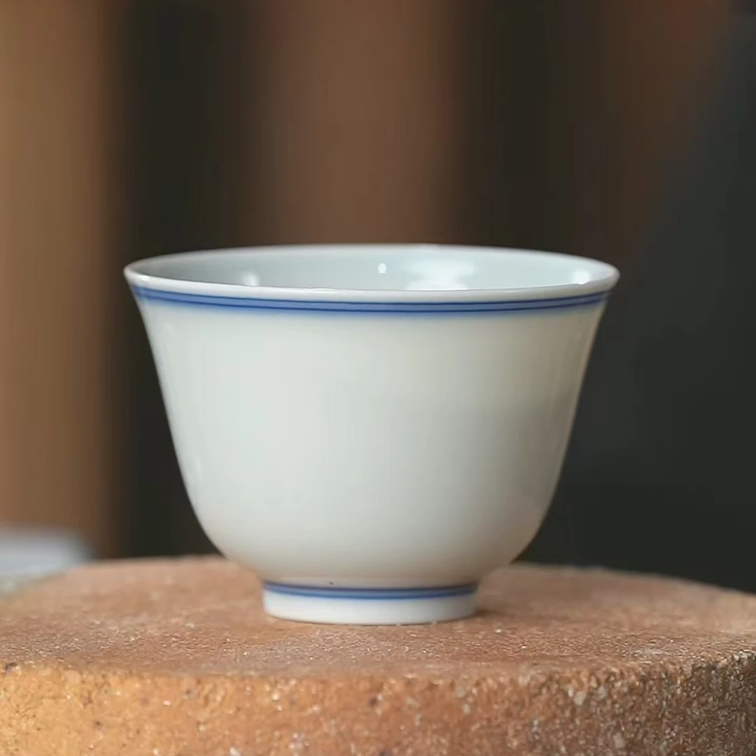 【晓隐柴窑】双线圈铃铛白胎杯