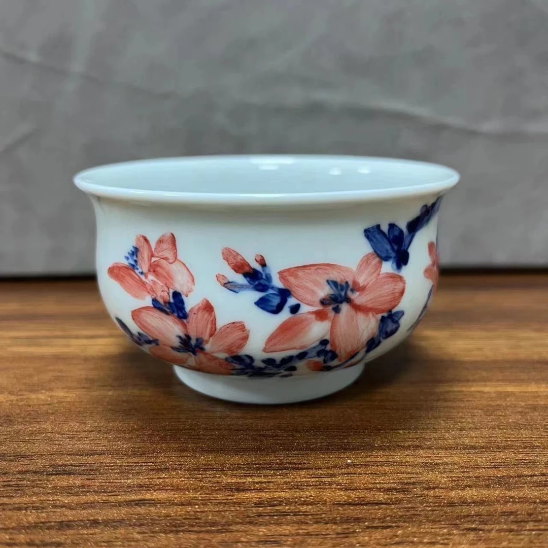 景德镇陶瓷 写意花卉炉式杯