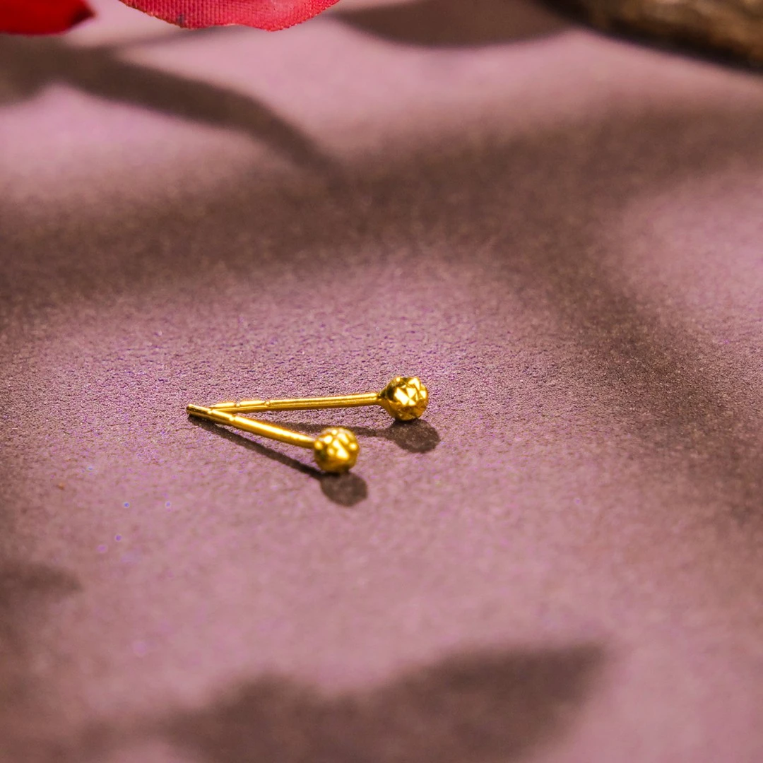 【小雨来了】18K金刻面圆珠耳钉 小众 轻奢 简约 百搭