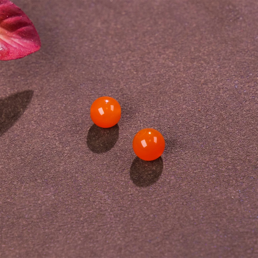 【小雨来了】6mm 南红樱桃红对珠/配珠 diy配饰 配件 略有不同