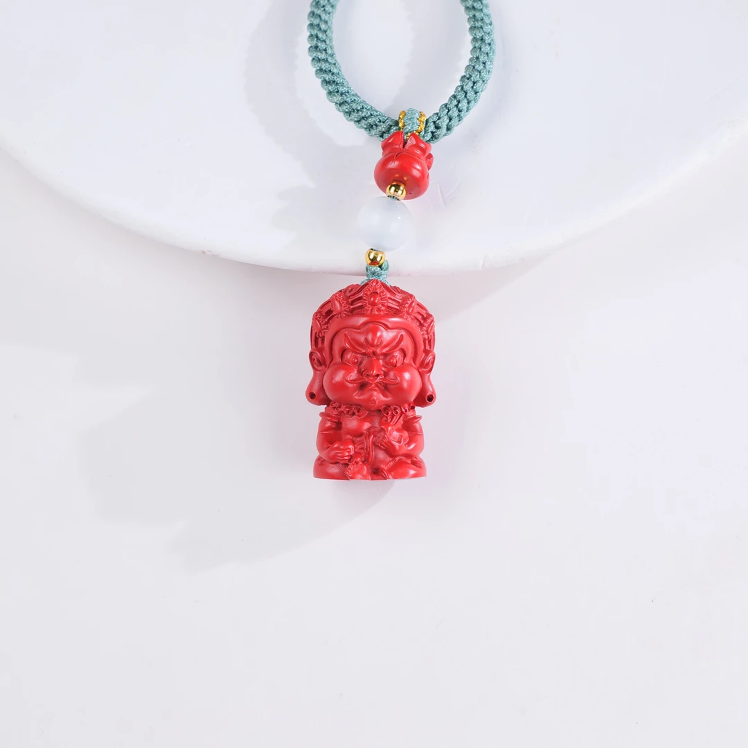 含辰砂工艺品【小雨来了】高含量朱砂黄财神钥匙挂 精美 挂件