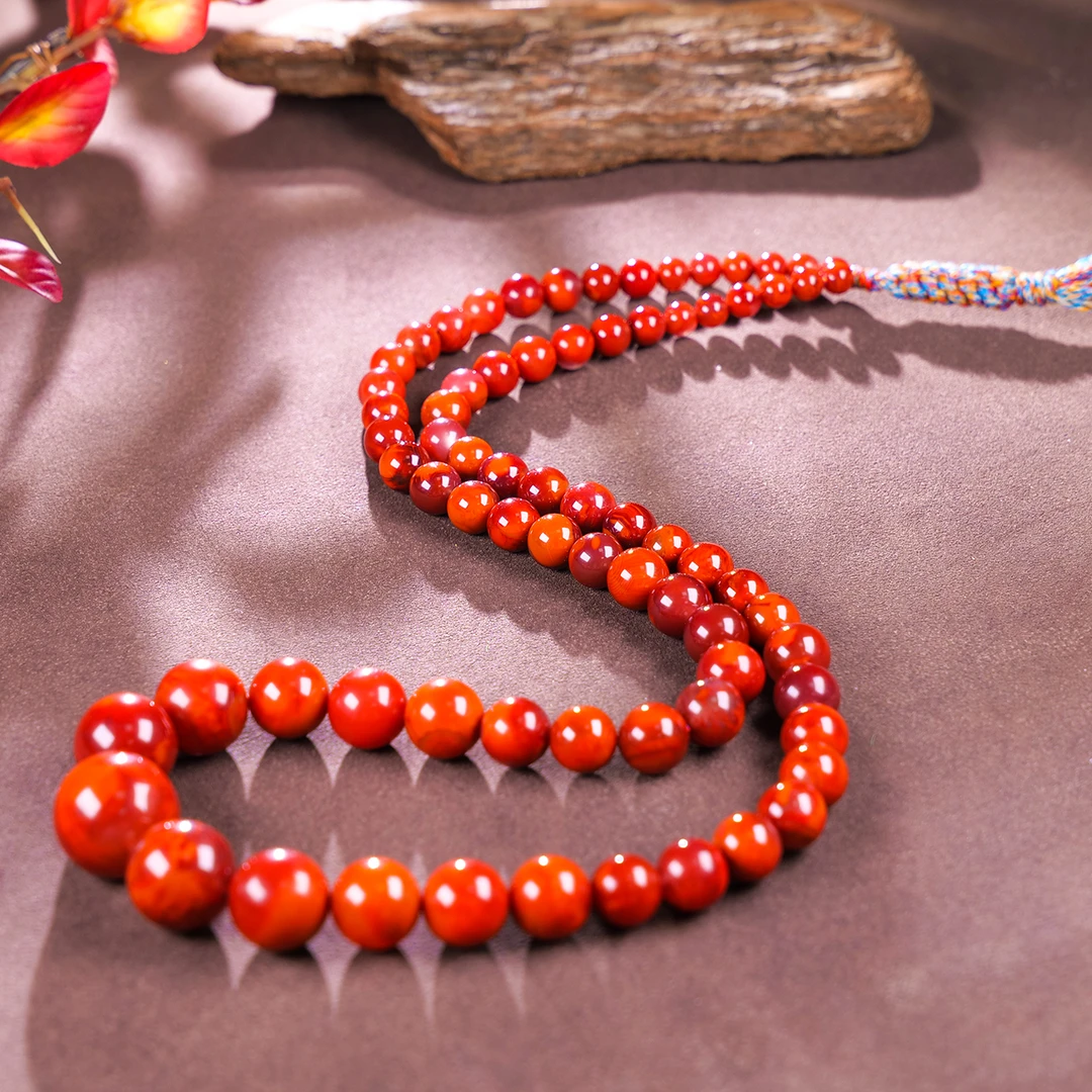 【小雨来了】5mm~16mm南红火焰纹塔链 南红项链 颈饰 长链 略有不同