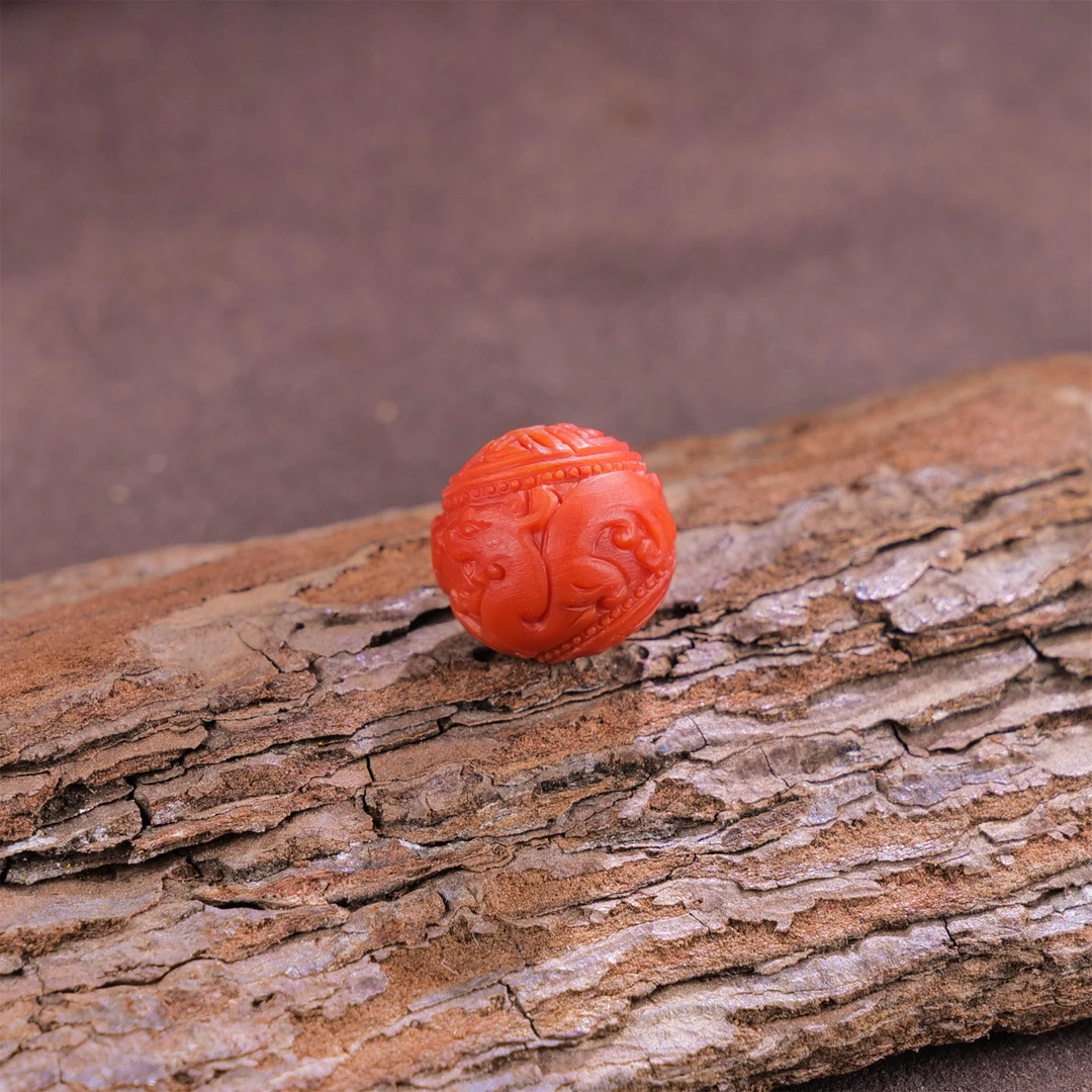【小雨来了】南红龙纹珠单珠配饰/配珠  百搭 精致 略有不同