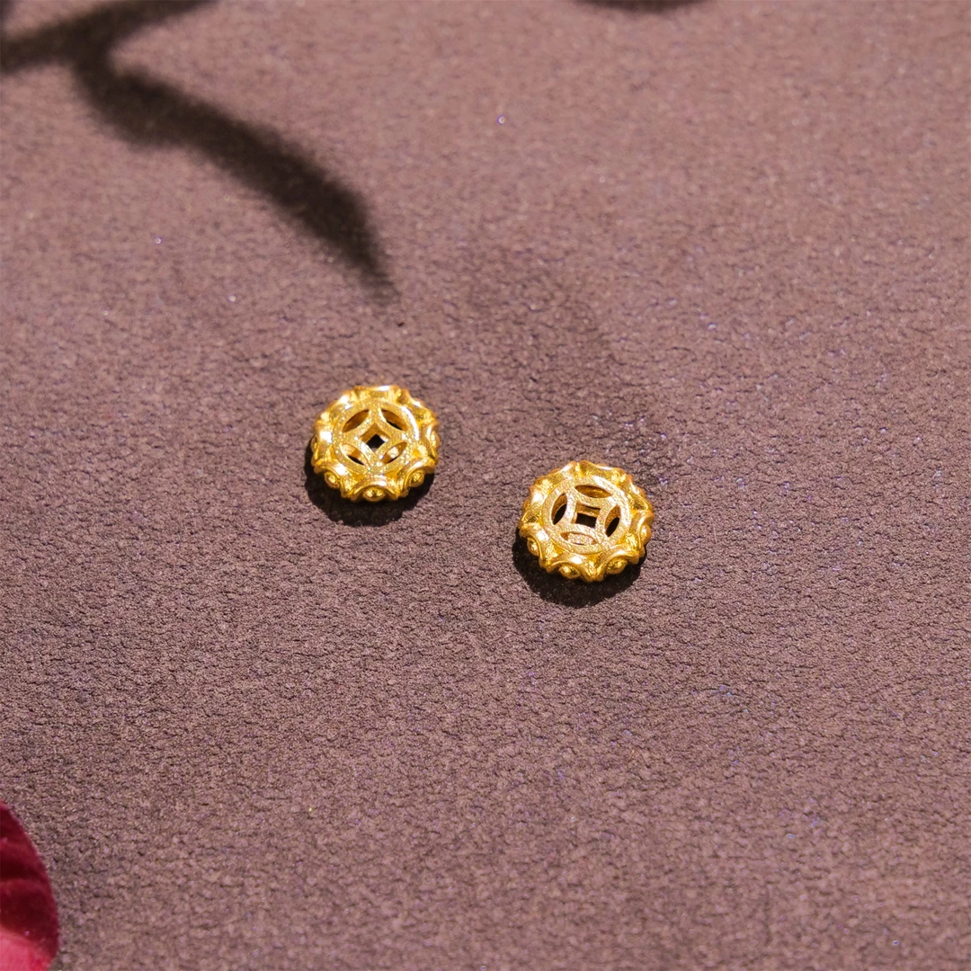 【小雨来了】18k金八方来财隔片（1个） 配饰 DIY配件 金配饰