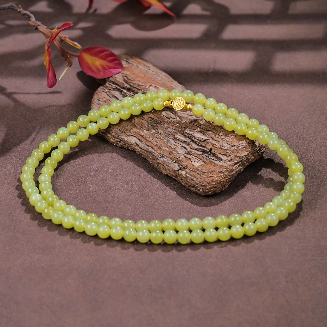 【小雨来了】和田玉6mm黄口长链 颜色略有不同 女款 精美 时尚 优雅