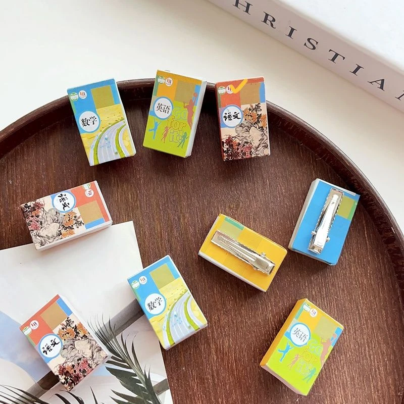 创意趣味搞怪书本发夹语文数学英语课本边夹学生可爱儿童发饰发卡