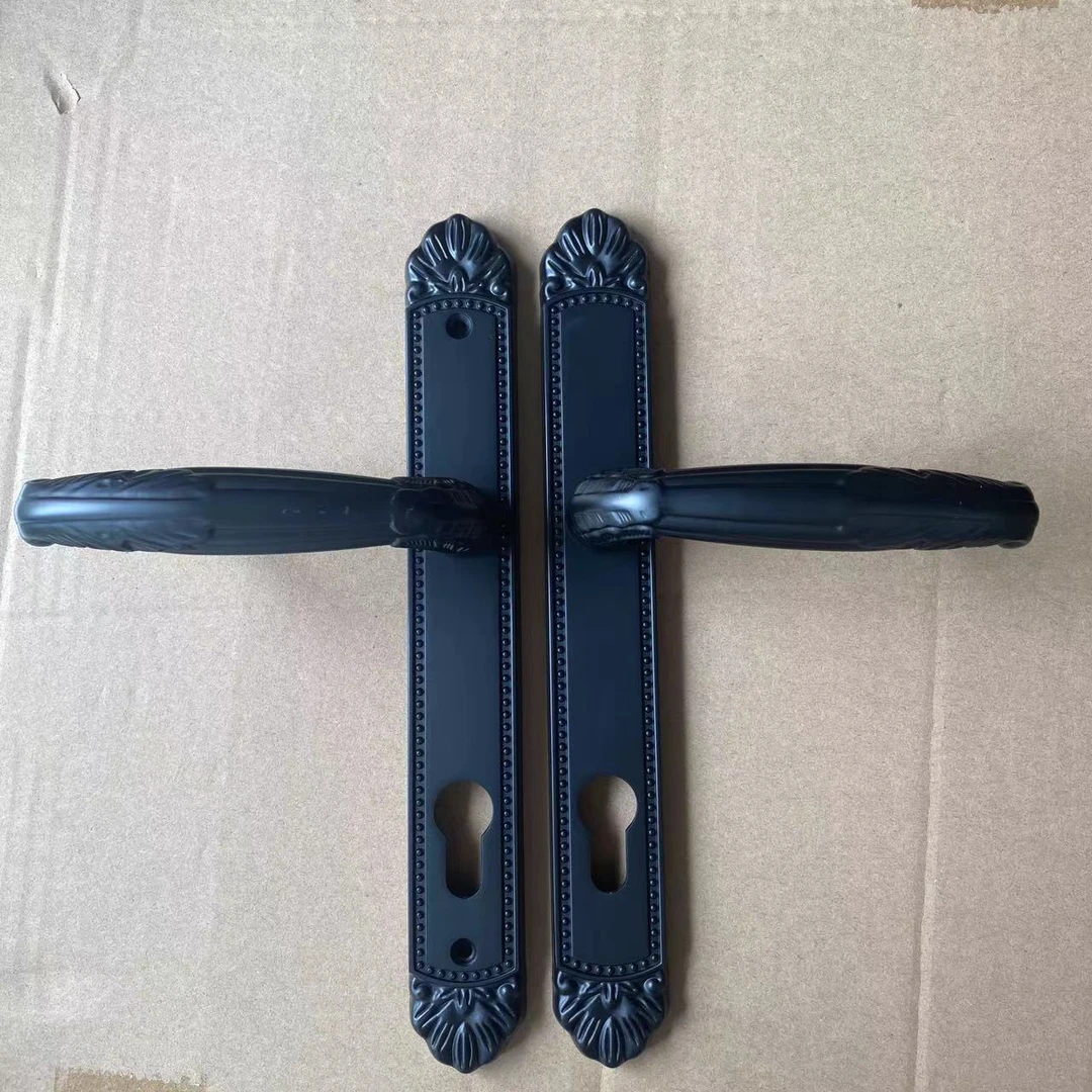 户外不锈钢铝艺黑色门锁铁艺门拉手50方管门把手大门锁40窄面拉手