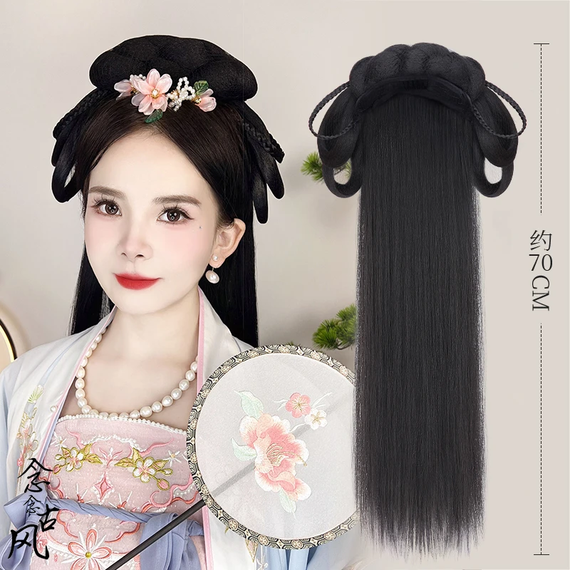 【慕宁】汉服假发一体式发箍全头套古风发髻明制盘发造型古装垫发包