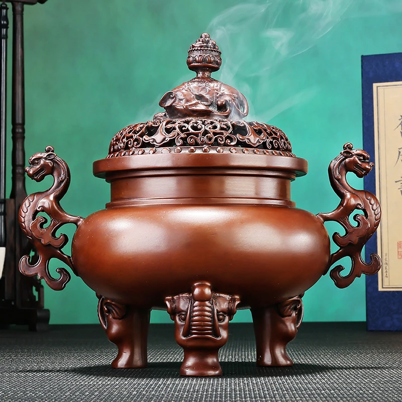 紫铜螭龙三足炉香炉
