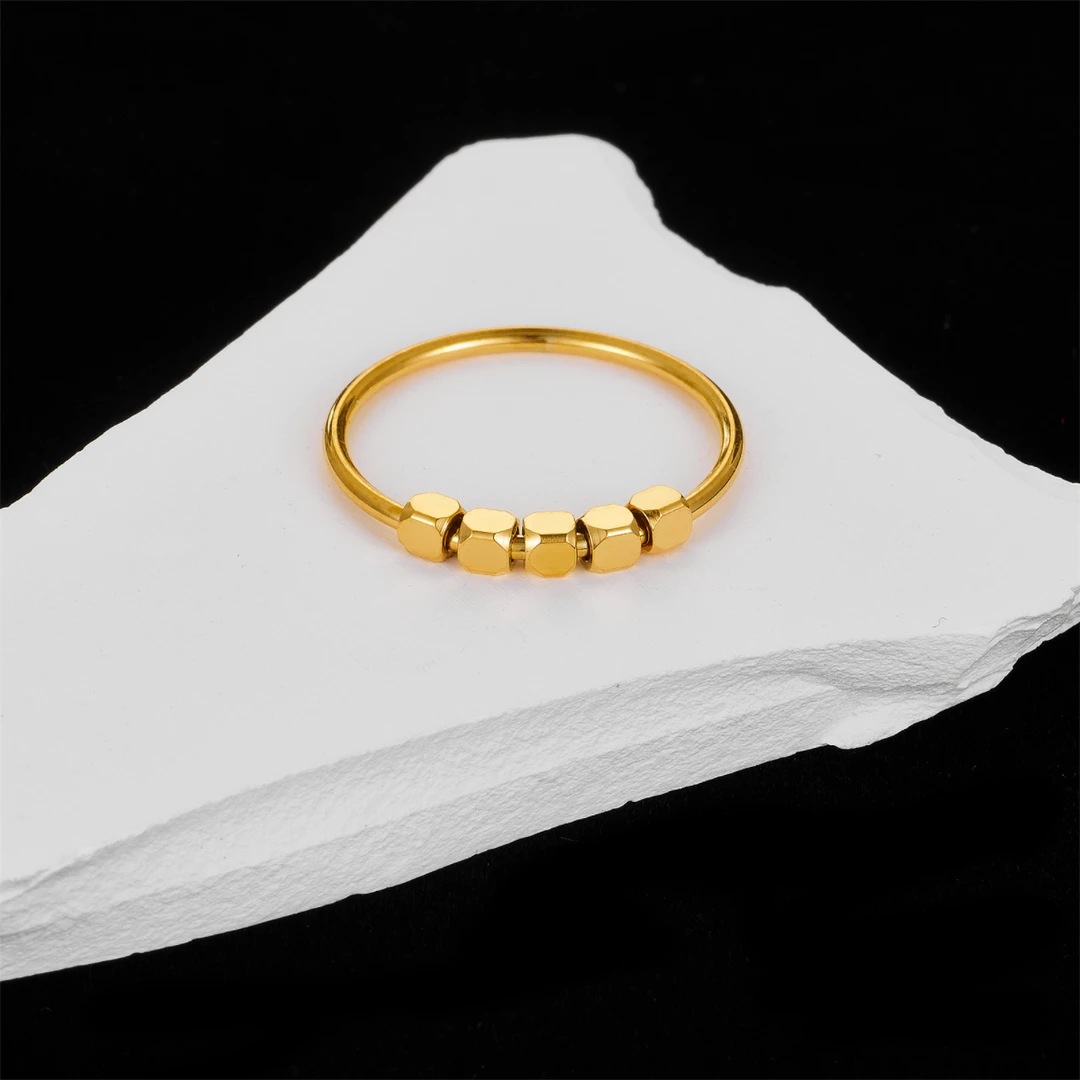 钛钢戒指 小众设计感串珠小方块戒指百搭个性气质民族风精致食指