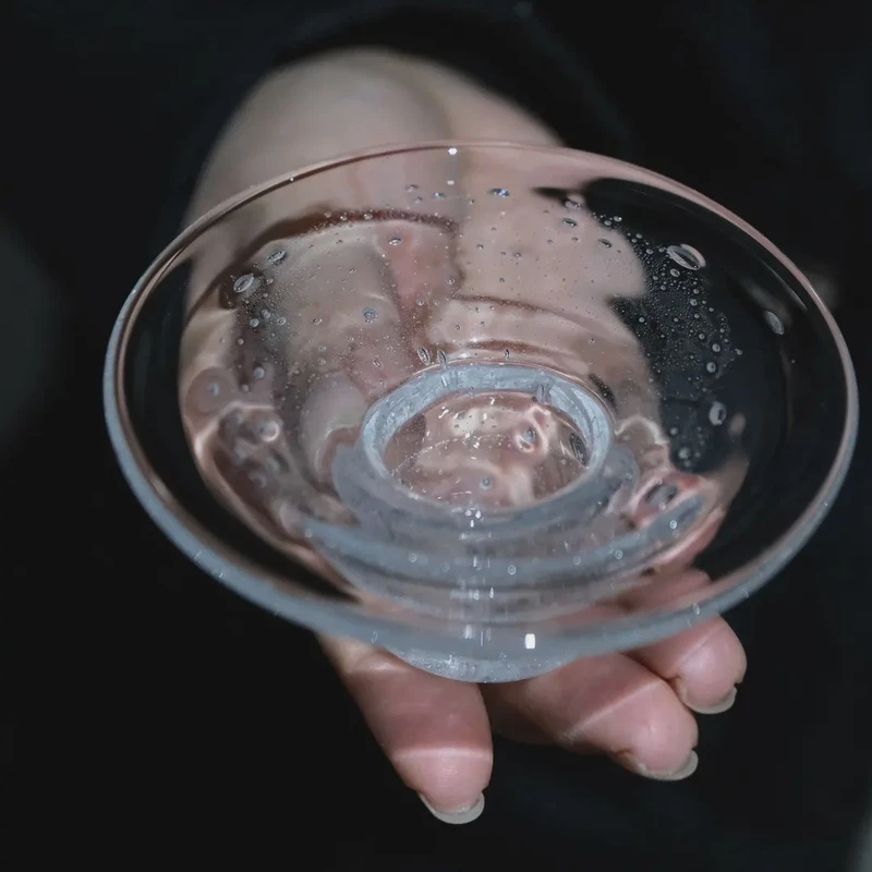 正品饴山琉璃翻口小花器茶具茶道配件透明气泡高档新款纯手工吹制