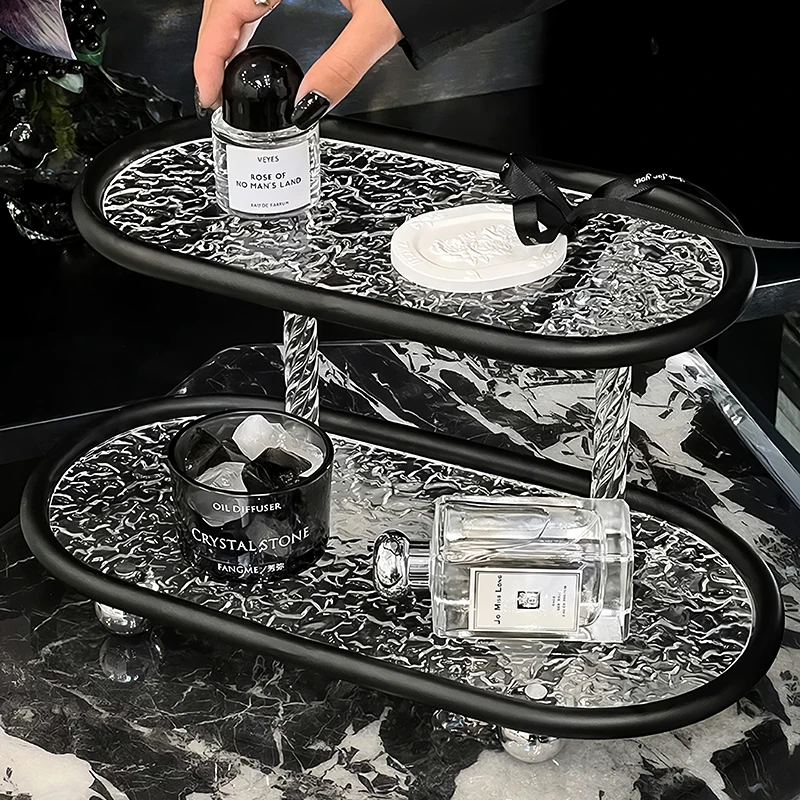 浴室置物架家用卫生间多功能架子厕所台面托盘洗漱台化妆品收纳架