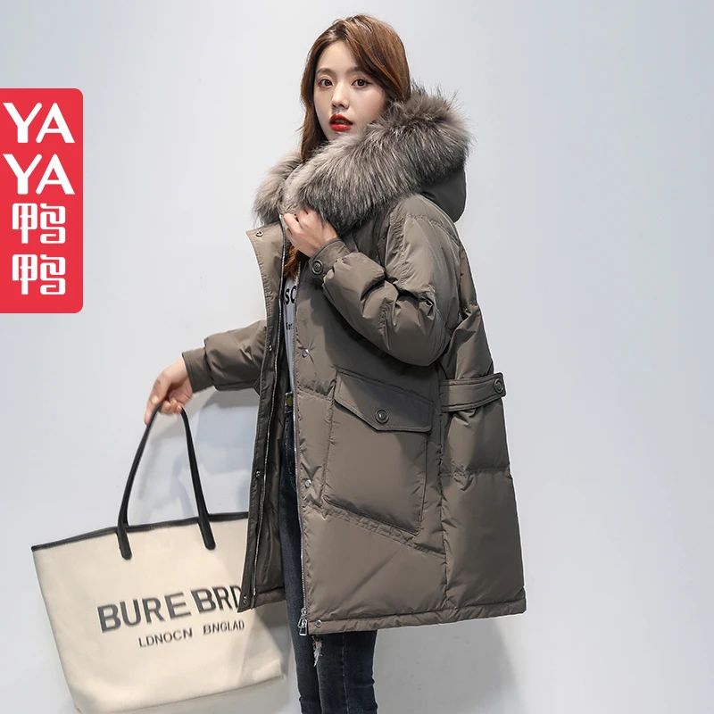 YAYA/鸭鸭正品女中长款2024冬新款时尚洋气爆款加厚休闲韩版外套