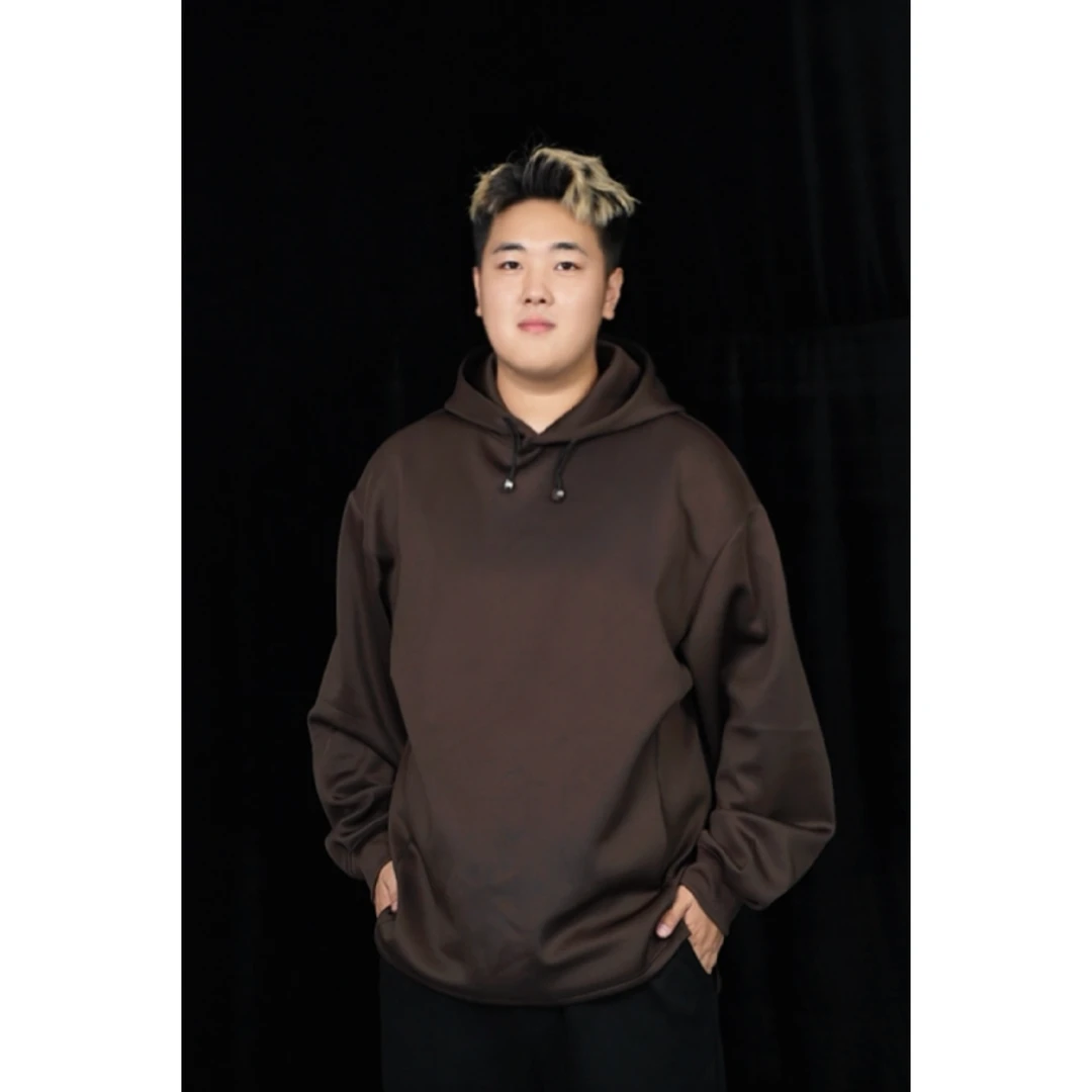 heypang美式连帽卫衣早秋新款抗皱连帽口袋长袖纯色宽松简约卫衣