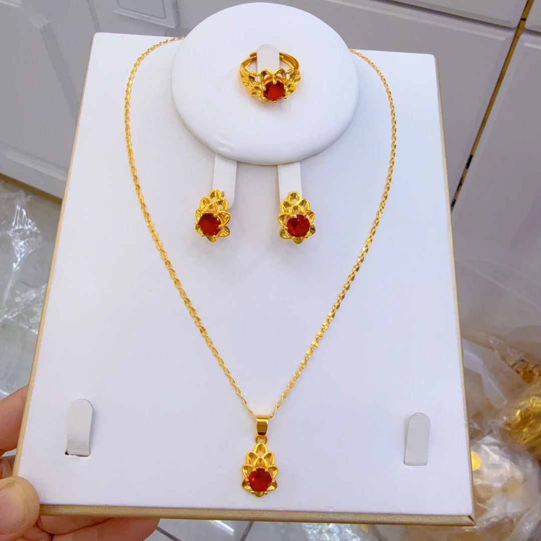 铜合金亚克力项链 新款精美时尚金子同款三件套首饰altun pasun