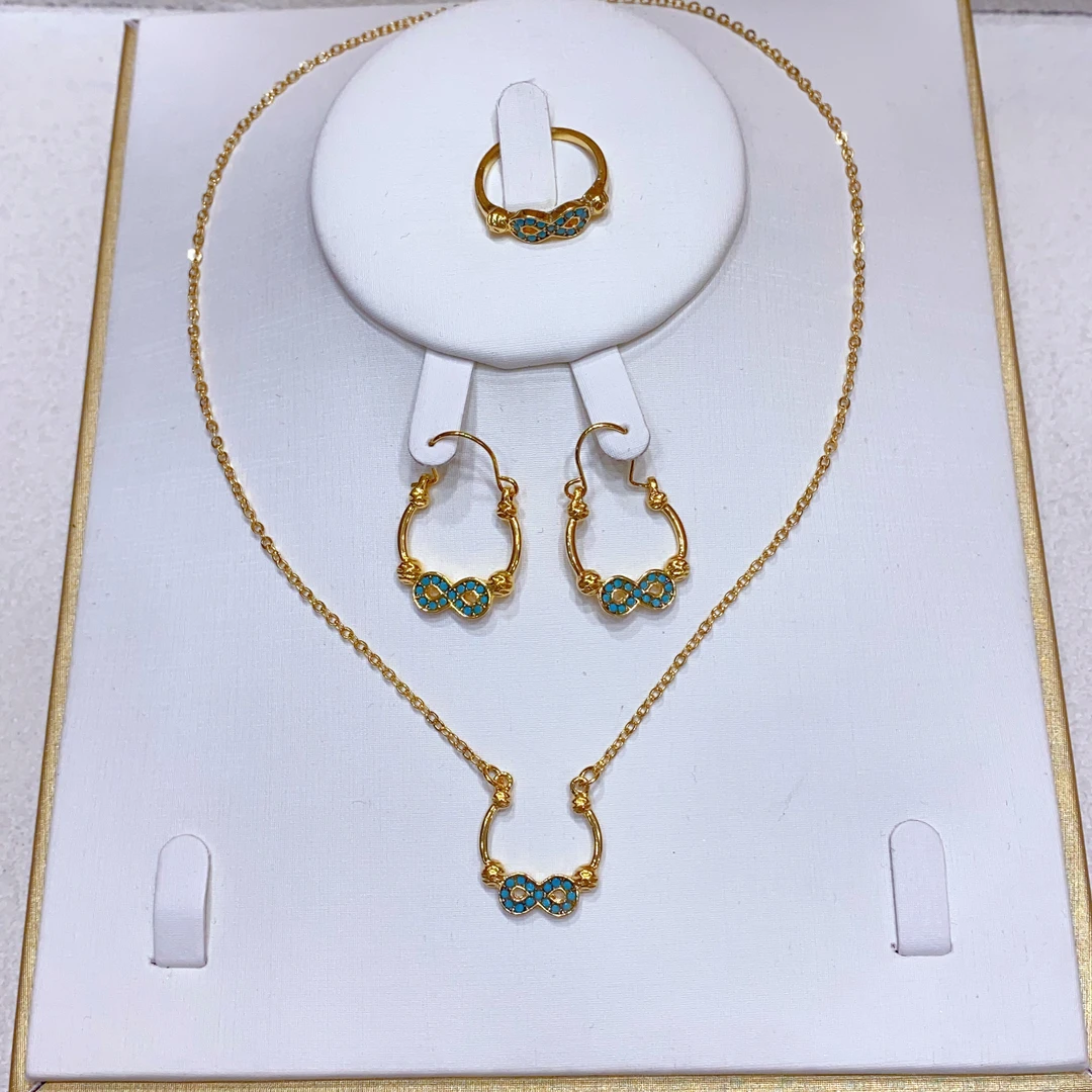 铜合金亚克力项链 新款时尚金子同款三件套首饰个性气质百搭简约