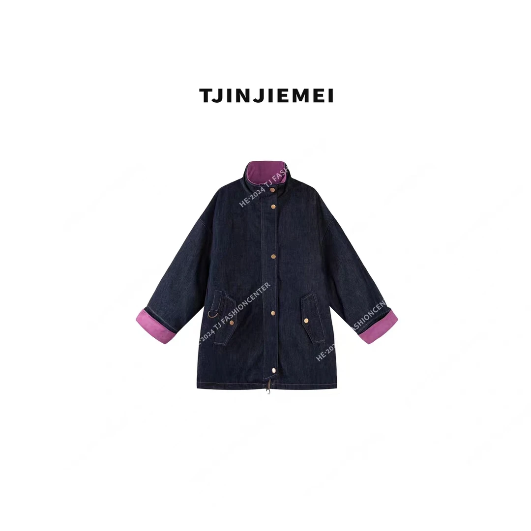 娟娟【布鲁斯】设计感牛仔撞色精致羽绒服YRF2411-98171