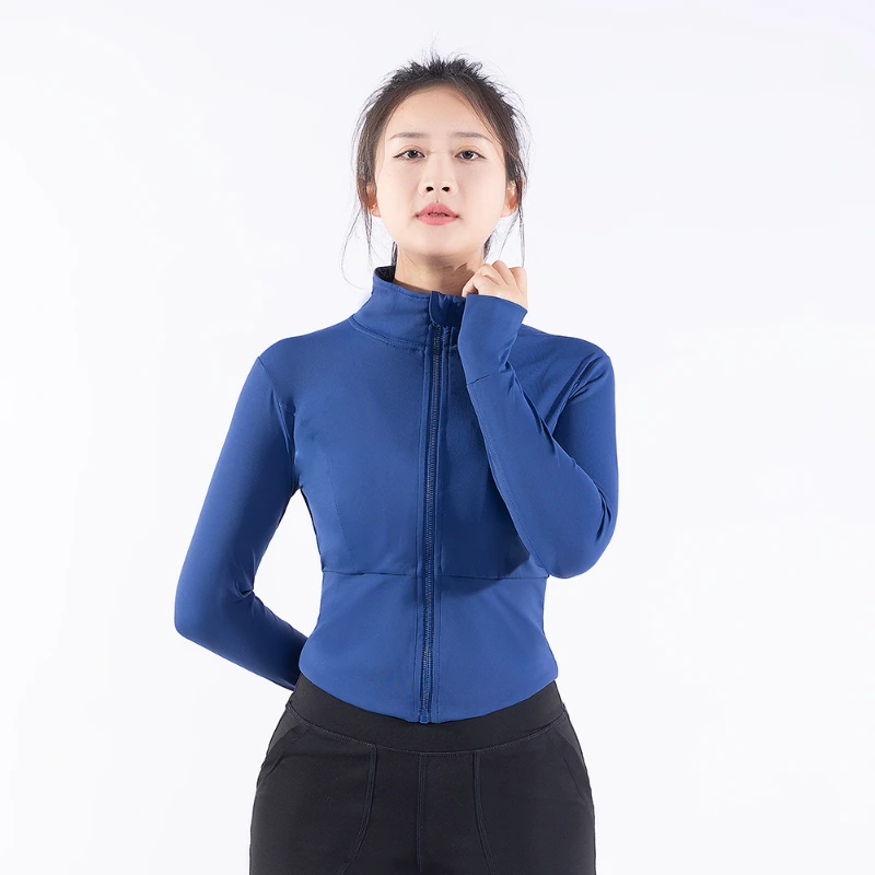 WT003运动瑜伽外套健身跑步拉链衫速干春秋短款瑜伽服显瘦长袖