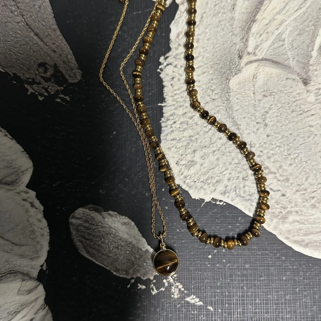 钛钢项链 BUWAN【虎眼石】秋冬美拉德搭配毛衣链0029