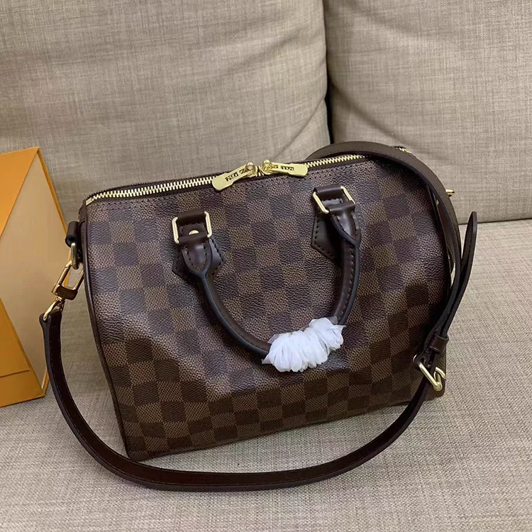 95新 LouisVuitton/路易威登 棕色棋盘格speedy30/hs01044