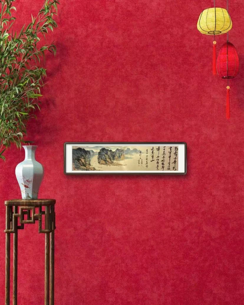 【早发白帝城】书法名家潘付江 白石传人 靳振华规格六尺对开轴裱