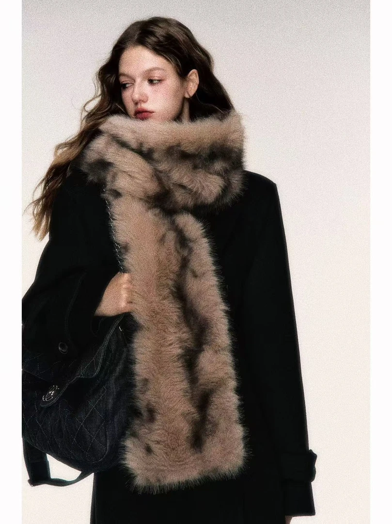 【森林推荐】高级感环保毛围巾女秋冬百搭皮草毛毛围脖韩版复古慵懒