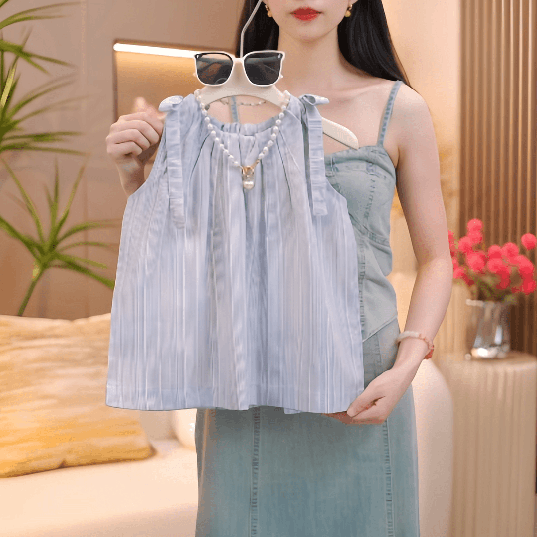 名家皇宝 女童新款韩系别致无袖背心儿童小女孩娃娃衫衬衫