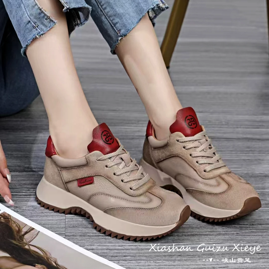 新款 2024秋冬真皮民族风软底舒适阿甘鞋女鞋 2065-1