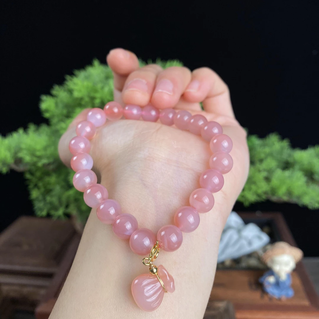 绯红玛瑙水晶手链女ins小众设计简约森系转运手串