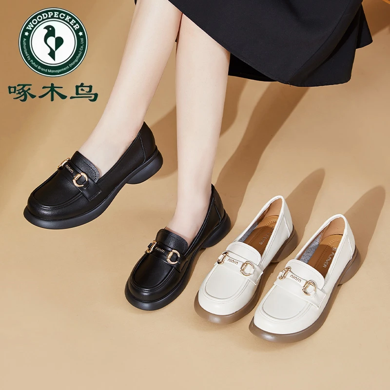 【啄木鸟品牌】专柜正品英伦风时尚百搭舒适软底软面轻便小单鞋811